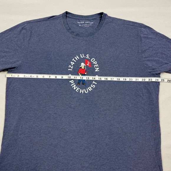 Peter Millar US Open Pinehurst Mens T-Shirt XL Heathered Blue Pima Cotton B9 - Picture 6 of 7